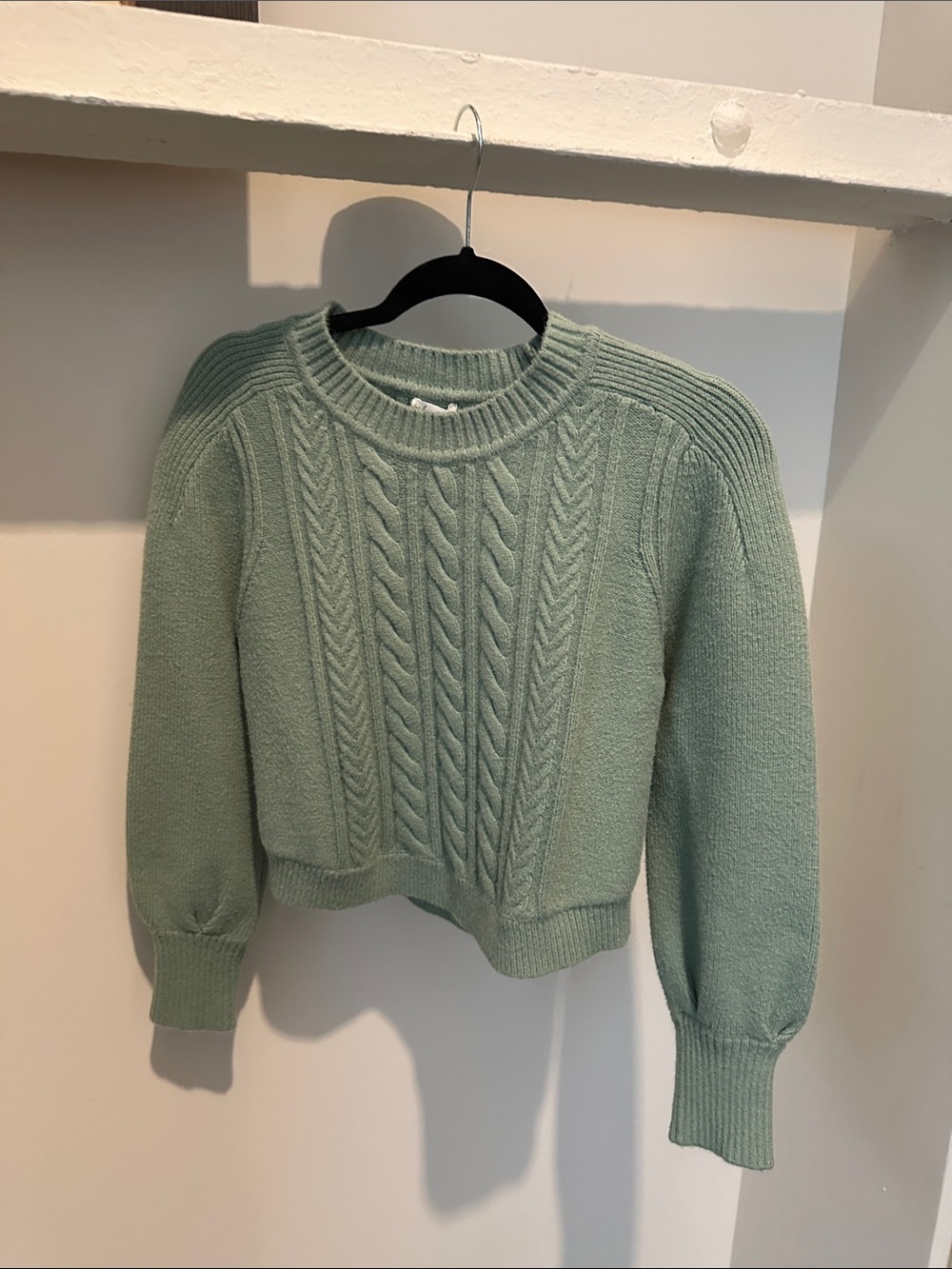 For Love And Lemons Sage Green Cable Knit Sweater